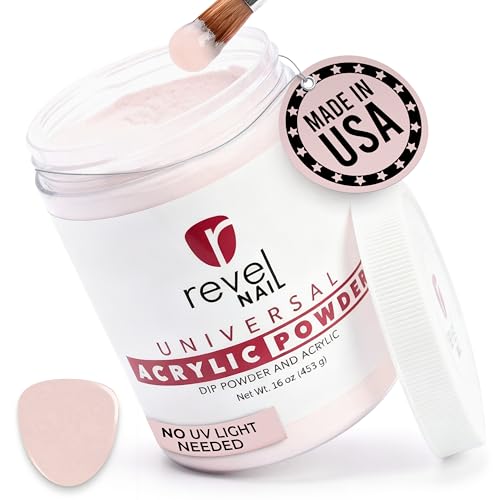 Revel Nail Universal Acrylic and Dip Powder, Salon Pro Size 16 oz (453 g) Refill Jar for Overlays and Extensions, Cool Pink, Made in USA