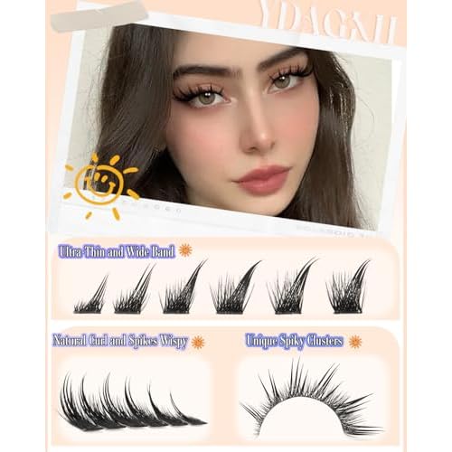 Lash Clusters Fox Eye Spikes Eyelash Extension Wispy Manga Cluster Eyelashes Fairy Spiky Cluster Eyelash Extensions 144Pcs Cat Eye Individuals Lashes Long DIY Volume Anime Lash Extension