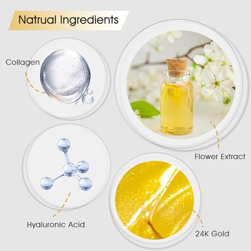 Adofect Under Eye Patches 30 Pairs, 24K Gold Under Eye Mask with Hyaluronic Acid for Dark Circles and Puffy Eyes, Bachelorette Party Accessories, Bridesmaid Gifts, Daily Skin Care
