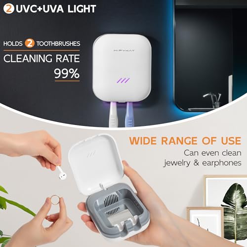 Toothbrush Sanitizer Case with UV-C Lights & Fan Drying - White 2 - Portable & Rechargeable