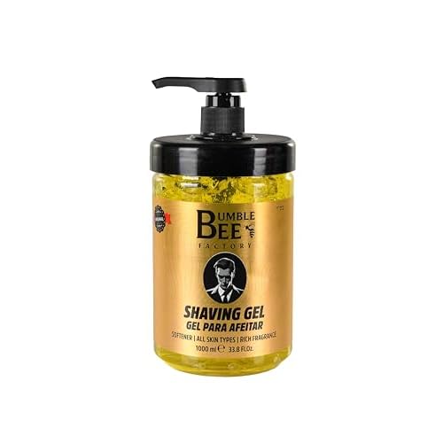 BUMBLE BEE Shaving Gel Softner Non-irritating, All Skin Types, Rich Male Fragance - Smooth and Sophisticated Shaving 33.8 Oz / 1000 ml. Barber Supplies (Yellow)
