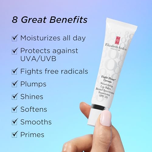 Elizabeth Arden Eight Hour Cream Nourishing Lip Balm, SPF 20 Sunscreen Balm, Moisturizer for Chapped Lips with Shea Butter & Vitamin E, 0.5 fl oz