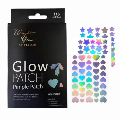 Overnight Pimple Fix Patches ? Natural Ingredients, Star & Heart?Shaped Hydrocolloid Stickers, Dual Size 67?85?mm & 66?98?mm, 116 ?Patches for Clear, Confident Skin