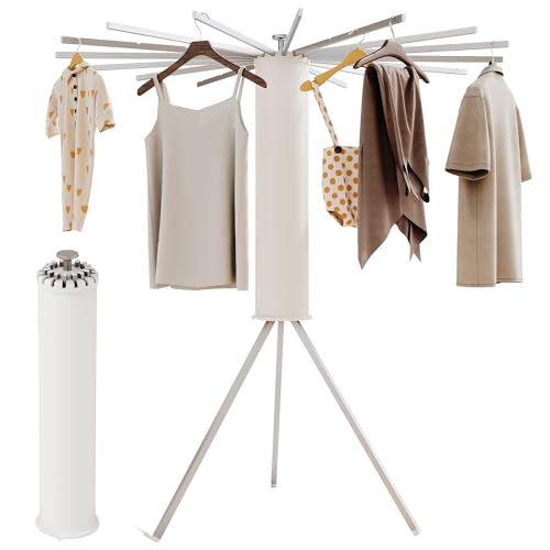 BOQORAD Foldable Tripod Clothes Drying Rack with 16 Aluminum Poles, Indoor & Outdoor Laundry Stand