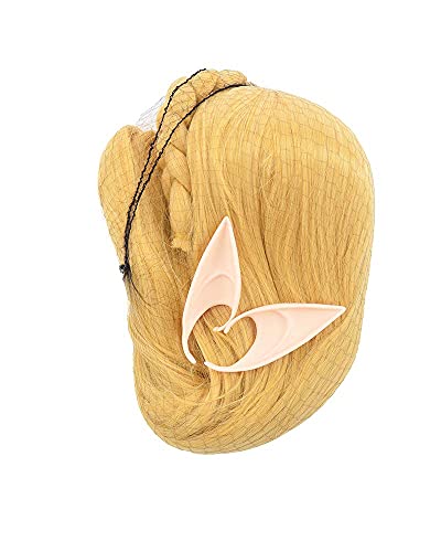 Women's Princess Gold Long Braided Cosplay Wig with Elf Ear - One Size - Gold