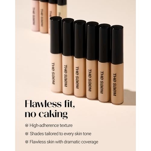 THESAEM Cover Perfection Tip Concealer 3-Pack Set - 1, 1.5, 2 Bundle - High Coverage Long Lasting Concealer Kit - Korean Makeup for Dark Circles, Blemishes & Multi-Tone Matching, 0.2 fl.oz. each