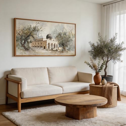 Palestine Al Aqsa Mosque Wall Art 40x20 Inch Framed Islamic Decorative Canvas