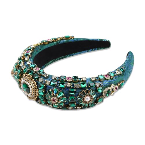 Wide Crystal Headband for Women Pearl Rhinestone Hair Accessory Party Wear