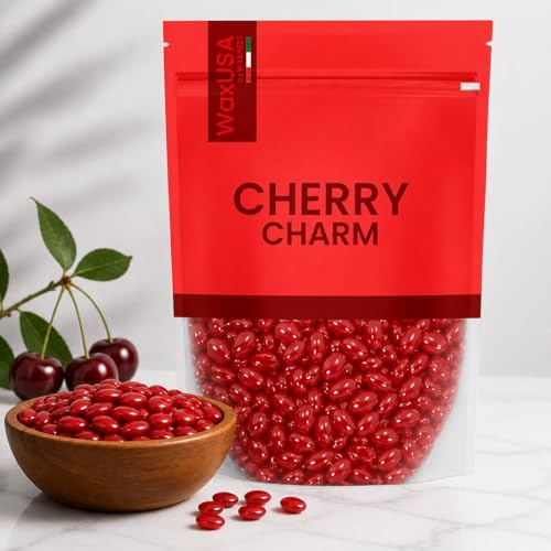 Cherry Charm Hard Wax Beads 1 lb Pack of 2 - Strips-Free Hair Removal, Made in Italy