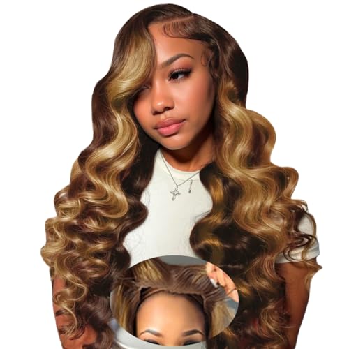 26 Inch Honey Blonde Highlight Human Hair Wig Glueless Bob Style - Variation of Highlight / 26 Inch