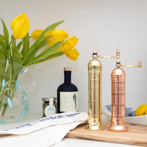 Alexander Home Greek Copper Pepper Mill 9-Inch - Refillable & Handmade