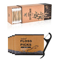 Bamboo Cotton Swabs 500 Count with Charcoal Natural Dental Floss Picks 200 Count