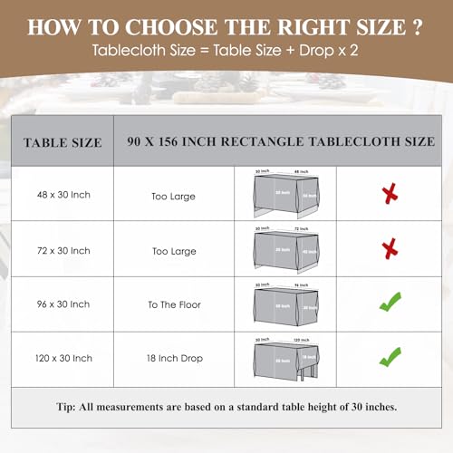 Ivory Rectangle Tablecloth 90x156 Inch for 6ft & 8ft Tables - Pack of 6