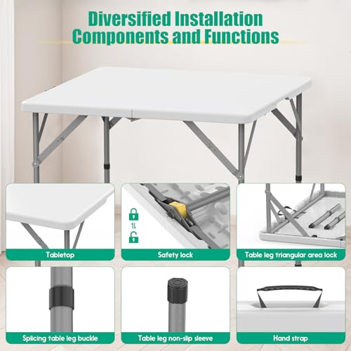 34-Inch Square Folding Card Table with Handle & Safety Lock - 3ft W-1T Variation