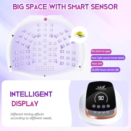 Wisdompark 268W UV LED Nail Lamp - Fast Gel Polish Curing with 4 Timers