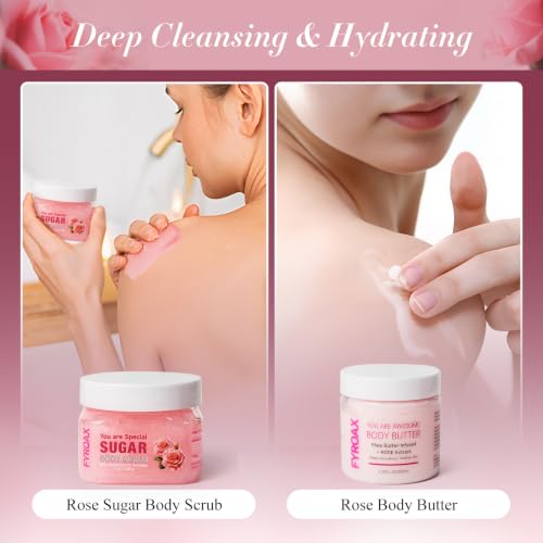 Rose Spa Gift Set for Women 7-Piece Home Self Care Kit - Birthday, Mothers Day, Easter