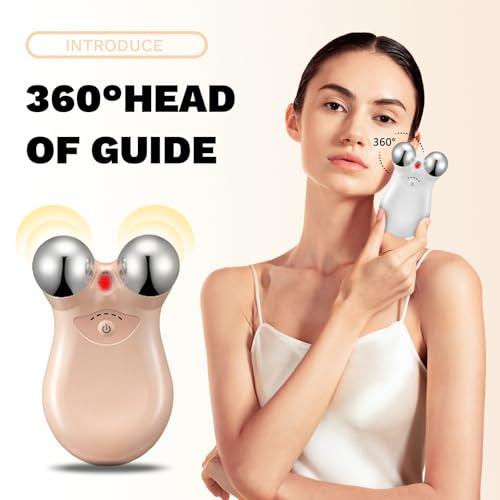 Facial Massage Roller Device, Dual-Head Design with LED Light Therapy, Electric Beauty Tool for Skin Care, White