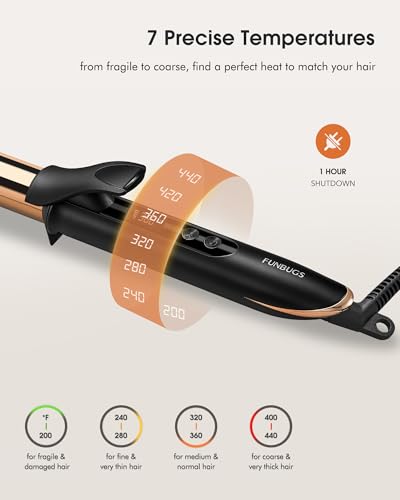 1 Inch Titanium Curling Iron - Anodized for Soft Bouncy Curls - FUNBUGS