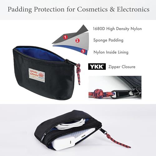 Rough Enough EDC Travel Cable Organizer Pouch 1680D Nylon, Black