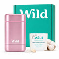 Wild Aluminum Free Natural Deodorant Starter Kit - Pink Refillable Case & 24H Odor Protection - Fresh Cotton & Sea Salt Scent