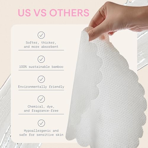 Disposable Face Towels for Sensitive Skin - Bamboo, 50 Count