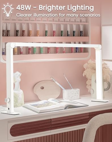 Foldable 48W LED Nail Desk Lamp - White, Dimmable, 3 Modes, 33in