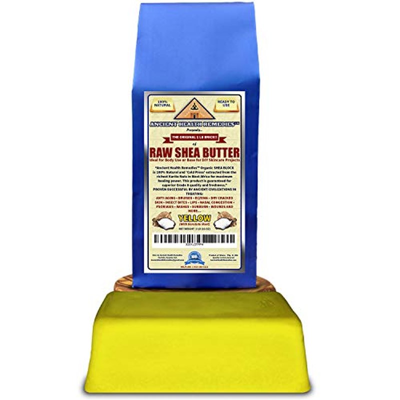 Ancient Health Remedies Organic Unrefined Raw AFRICAN YELLOW SHEA BUTTER 1 LB (16 oz) BLOCK Grade A for Anti Aging, Dry Skin, Base for DIY Body Butter, Beauty, Skin Moisturizer & Hand Cream (GHANA)