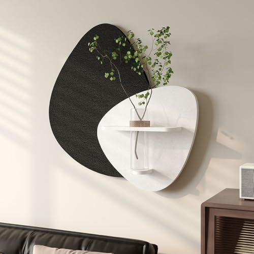 24x24 Black and White 3D Textured Wall Art with Shelf and Vase - E Variation