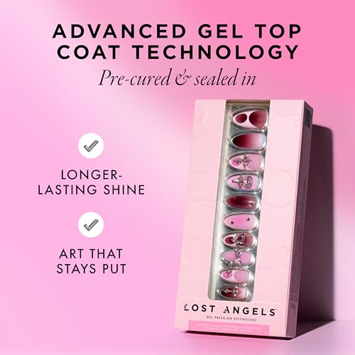 Good Girl Gothic Pink Nail Art Kit with 3D Cross & Heart Charms, Rhinestones, Press On Nails