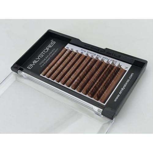 Brown Eyelash Extensions 0.10MM Lashes J B C D Curl 8-14MM Length Mix Size (Brown 0.10 D)