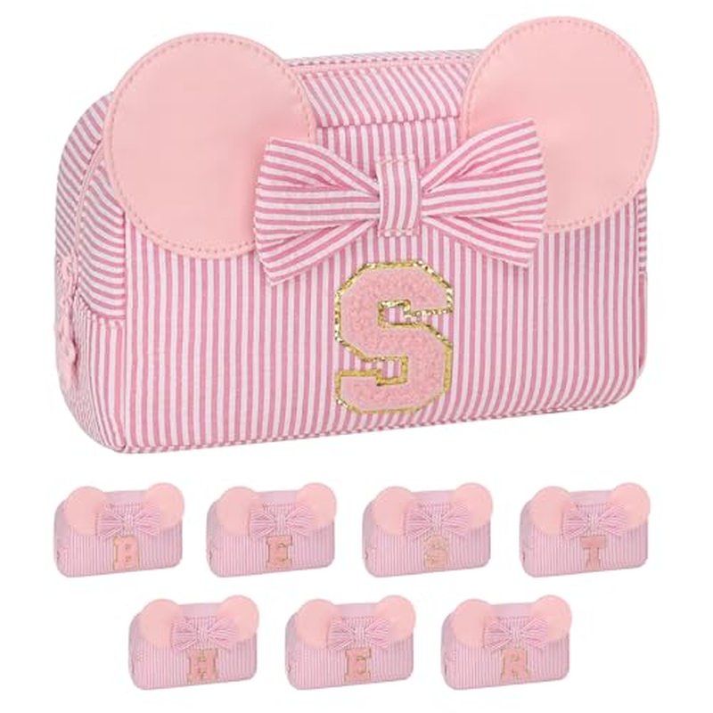 Easter Basket Gifts for Girls, Initial Makeup Bag for Girls, Cute Makeup Bag Small Cosmetic Bag Travel Toiletry Bag, Personalized Birthday Gift for Girls Sister Daughter, Teen Girls Gifts Trendy Stuff
