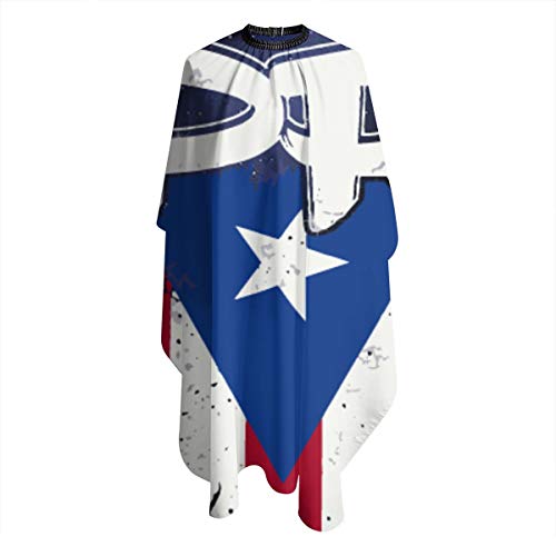 CebDs Puerto Rico PR Flag Hair Salon Cape - White, One Size, Water-Resistant, Professional Hairdressing Apron