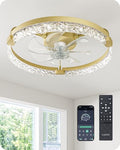 EDISHINE Gold 20'' Low Profile Ceiling Fan with Lights, Remote & App Control