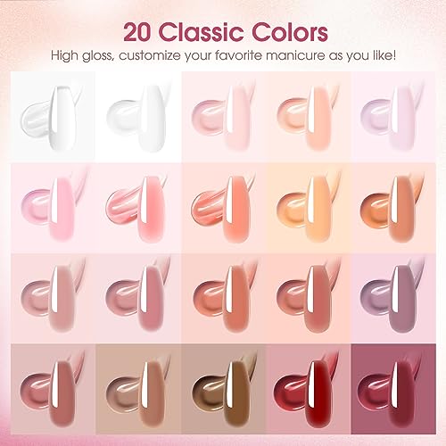 Poly Nail Gel Kit with 20 Colors & 48W Nail Lamp - Starter Kit for Nail Extensions