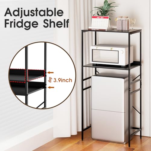 Black 2-Tier Mini Fridge Shelf Rack for Microwave & Kitchen Storage