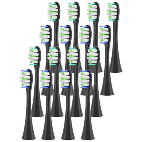 Replacement Toothbrush Heads for Philips Sonicare 16 Pack Black - Soft Bristles