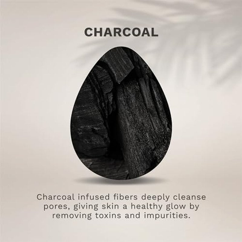KOL Face Scrubber, Charcoal Infused Exfoliating Facial Cleansing Pads, Disposable Exfoliator Face Sponge for Daily Cleaning and Makeup Removal, 12 Count