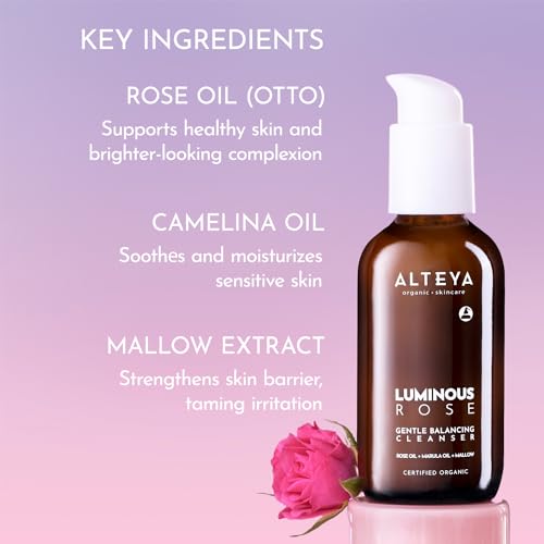 Alteya Organics Rose Gentle Balancing Facial Cleanser 4oz - Organic & Hydrating