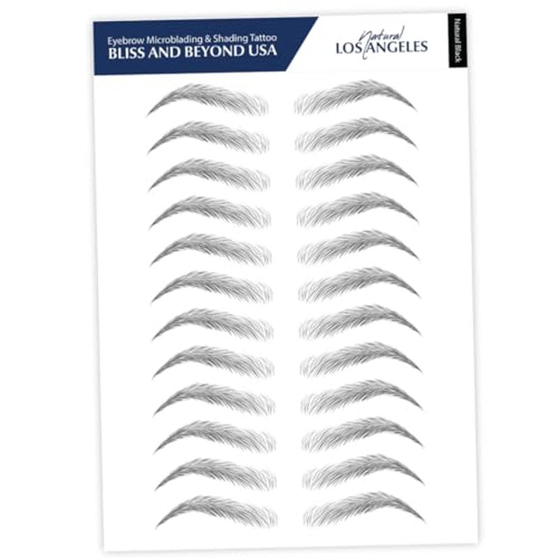 Bliss and Beyond USA | Waterproof Eyebrow Tattoo Stickers. A real hair stroke look. Hair replacement without surgery. Solution for hair loss. Tinted eyebrow tattoos. (New Los Angeles, Natural Black)