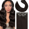 Darkest Brown 16 Inch Seamless Clip-In Human Hair Extensions - 110g