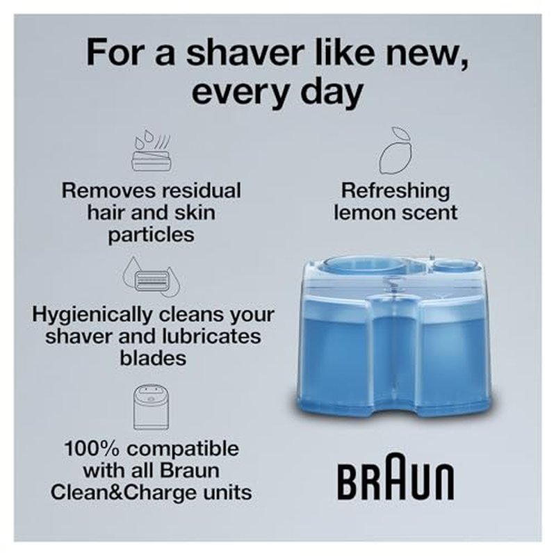 Braun Clean & Renew Refill Cartridges CCR, Replacement Shaver Cleaner Liquid Solution for Clean&Charge System, Pack of 3