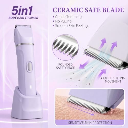Purple 5-in-1 Women’s Bikini Trimmer & Full-Body Hair Removal Kit