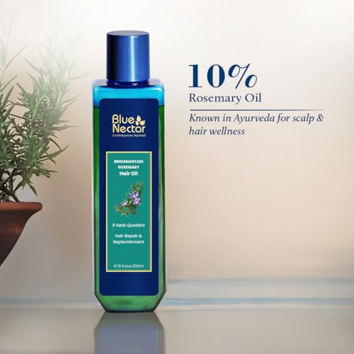 Blue Nectar Rosemary Hair Oil 6.76 Fl Oz with Bhringraj & Amla for Natural Hair Growth - Variation of This Listing