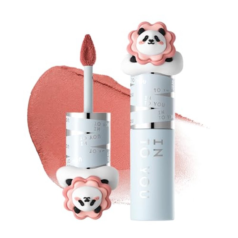 INTO YOU x M.Lan Panda Matte Lipstick, Super Stay Waterproof Long Lasting Lip Mud for Women, High Impact Lip color With Lightweight Clay Texture, Dual-use for Lips and Cheek, MLE03