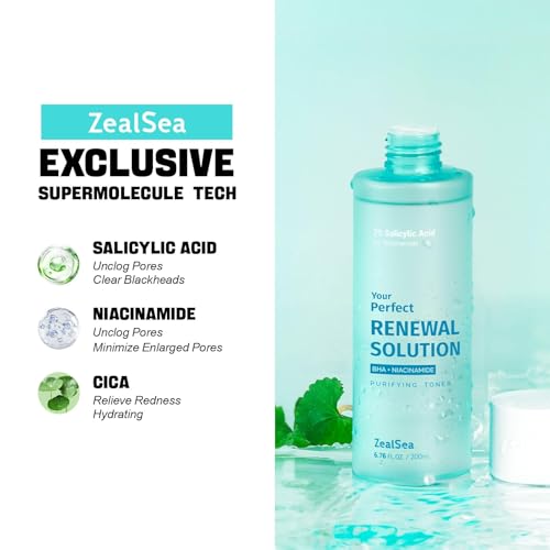 BHA Toner with Niacinamide for Face, Exfoliating Liquid for Blackheads & Pores - 6.76 Fl Oz Pack of 2 (Variation of THIS listing)