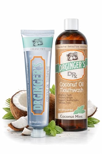 Coconut Oil Toothpaste & Mouthwash Set - Fluoride-Free Oral Care Duo