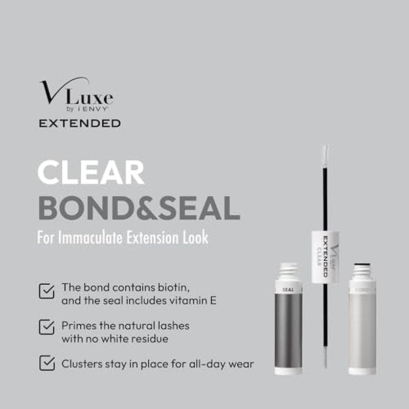 i?ENVY Extended Bond & Seal for False Lash Clusters & Strip Lash, Dual-Ended Lash Glue Adhesive for Light & Clean DIY Extension, Non-Damaging & Residue Free, All Day Wear with Biotin & Vitamin E