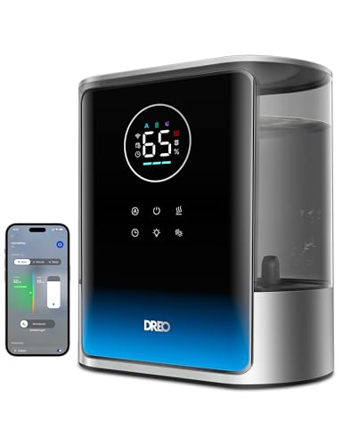 DREO 8L Smart Humidifier for Large Rooms, Warm & Cool Mist, Silver