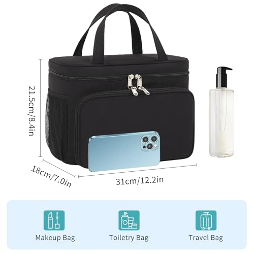 Travel Toiletry Bag with Compartments Waterproof Makeup Organizer for Women & Girls - Black