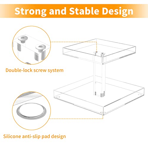 2-Tier Acrylic Perfume Organizer Stand for Women - 7 x 7.9 x 9 Inches